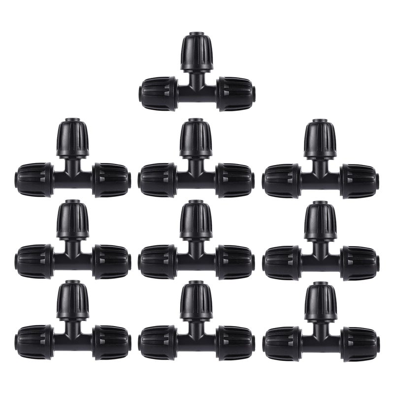 FOGWOWO 1/2 inch Irrigation Fittings Tee Connectors For (1/2"" ID x0.6-0.63"" OD) 16mm Drip Tubing Barbed Connectors-10 Pcs/pack - Image 1